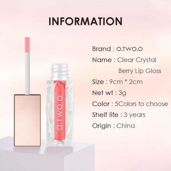 Блеск для губ O.TWO.O Clear Crystal Berry Lip Gloss глянцевый № 5 3 g